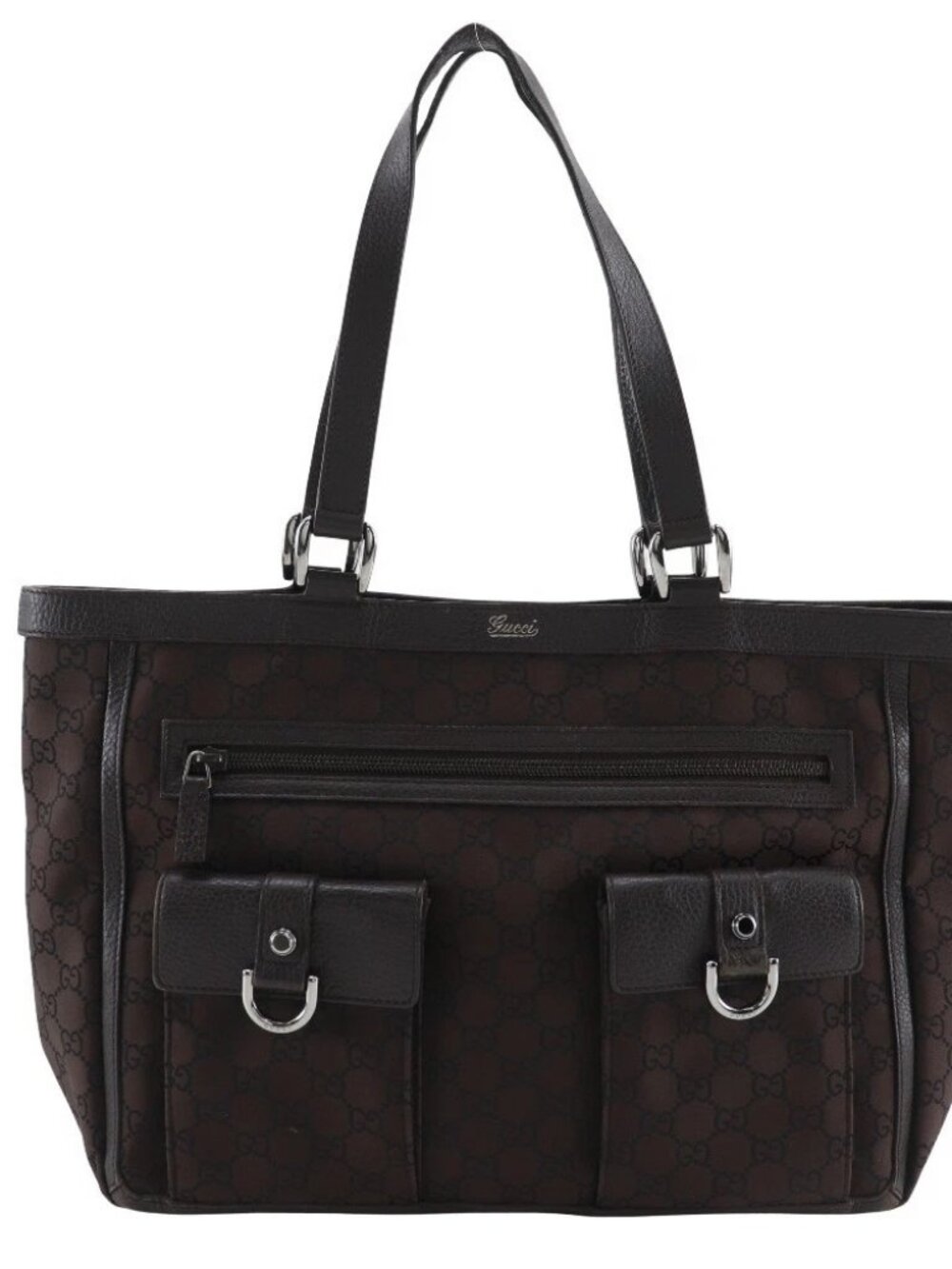 GUCCI Abbey line Tote Bag 268639 outlet GG Brown Nylon canvas Women